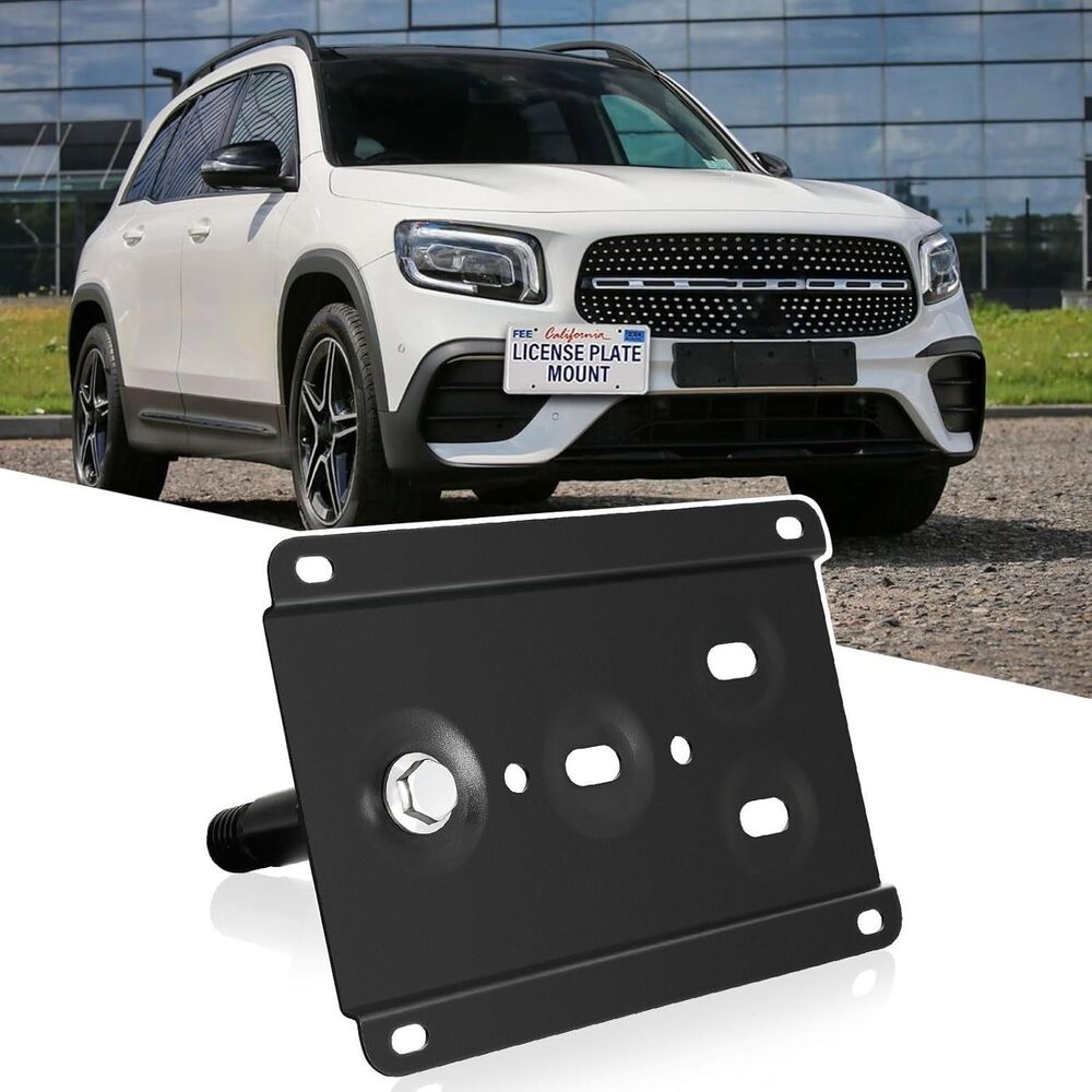 No Drill Front Bumper Tow Hook License Plate Mounting Bracket Adapter Kit Com...